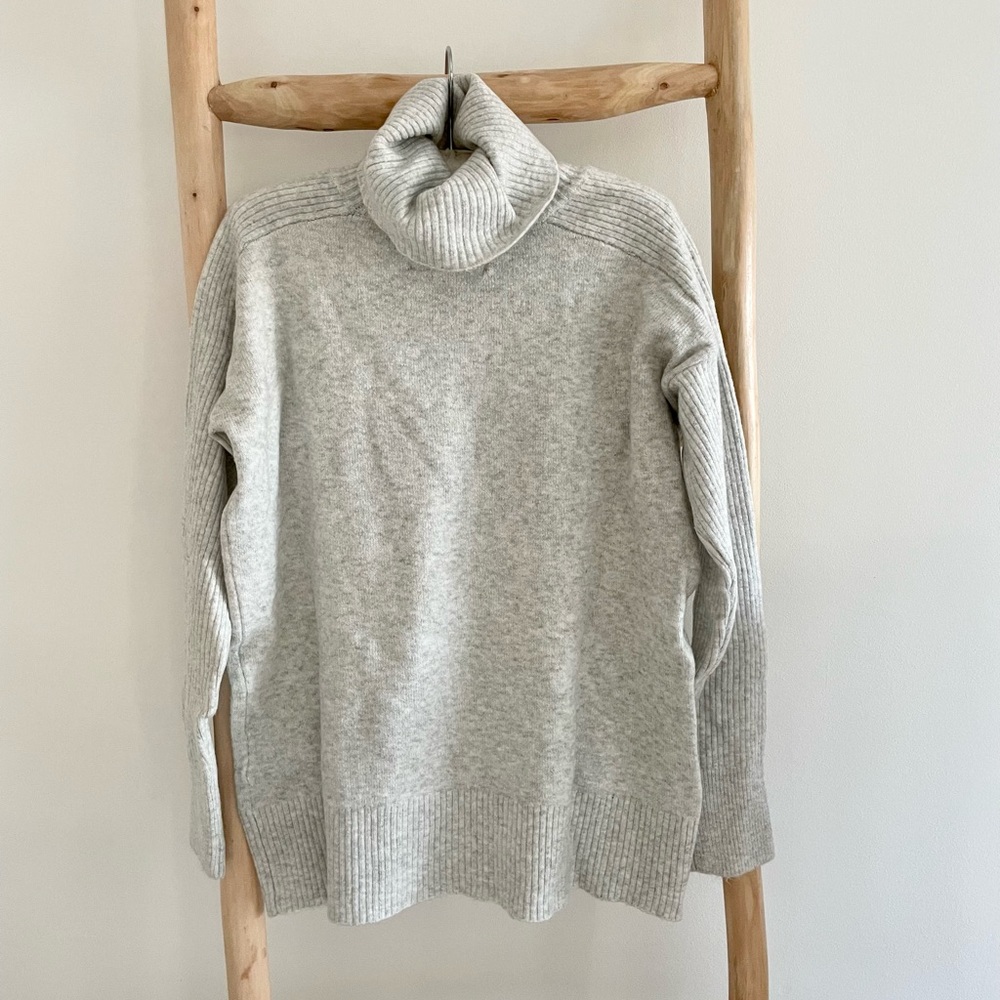 Light gray, Calvin Klein, jeans, turtleneck sweater